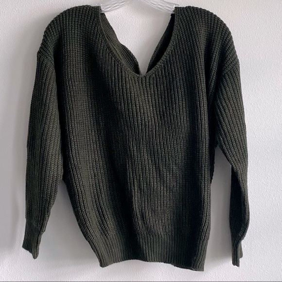 paper heart Womens Twisted Back Sweater Jumper in Olive Green Size S - Picture 1 of 11